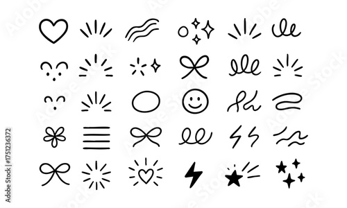  Modern Hand-Drawn Symbols — Abstract Minimal Vector Icons, hand-drawn icon set, easily editable.