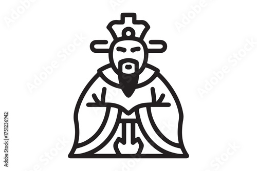 Emperor of China icon black icon flat illustration symple style. one line Icon drawing with white background