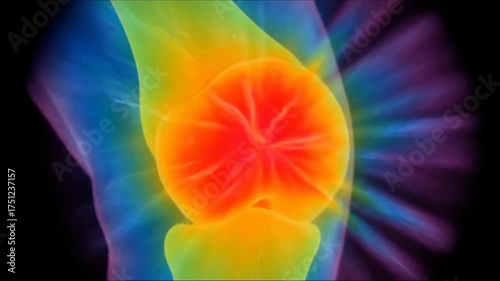 Colorful knee joint illustration for science or medical concept