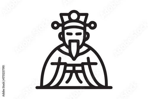Emperor of China icon black icon flat illustration symple style. one line Icon drawing with white background