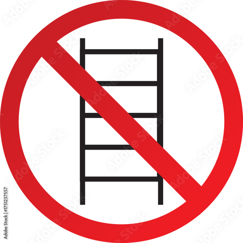 Do Not Use Ladders Sign – Red Circle Prohibition Safety Symbol for Workplace and Construction Site Hazards