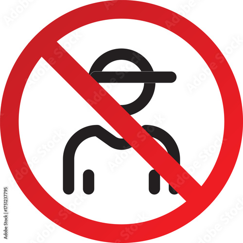 No Entry for Men Sign – Red Circle Prohibition Symbol for Gender-Restricted or Private Area Access Control