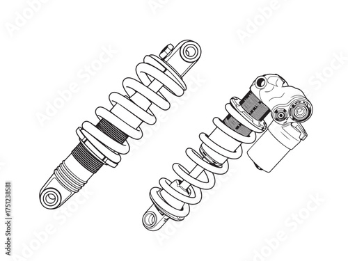 Automotive Suspension Shock Absorbers Line Drawing