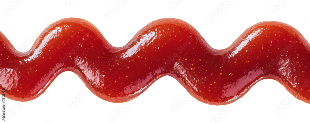 Fototapeta premium Wavy line of red ketchup sauce isolated on transparent background
