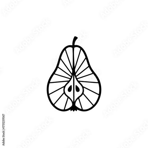 Vector art of stylized pear half