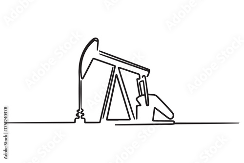 Oil pump silhouette. one line Icon drawing with white background