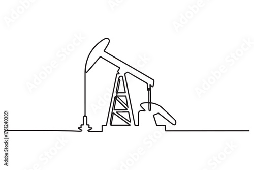 Oil pump silhouette. one line Icon drawing with white background