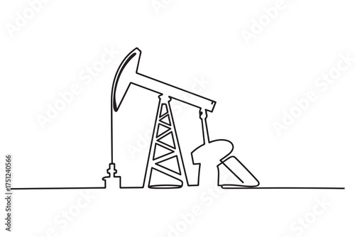 Oil pump silhouette. one line Icon drawing with white background