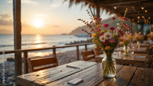 Table setting at sunset 
