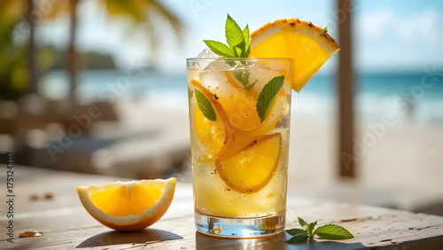 Orange Water With Beach Landscape View