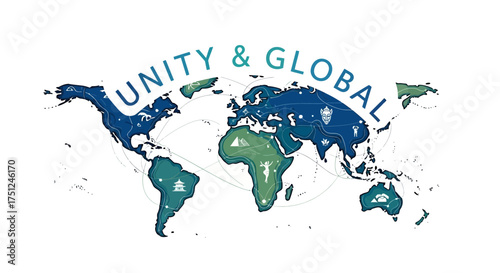 Inspiring global unity design connecting continents, promoting peace and cultural understanding around the world, fostering collaboration and international harmony