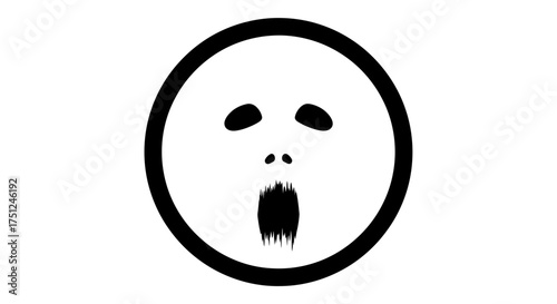 Spooky spirit face with open mouth for Halloween design, eerie graphic element perfect for haunted house posters or creepy horror themes, scalable vector graphic