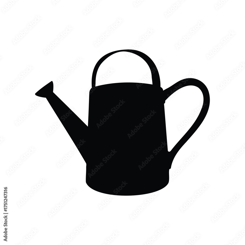 Obraz premium Black silhouette of a classic watering can used for garden care, watering can silhouette vector illustration