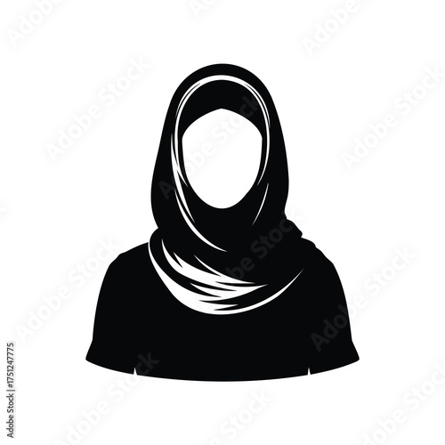 Silhouette of a woman wearing a hijab, symbolizing faith and cultural identity, woman wearing hijab silhouette vector illustration