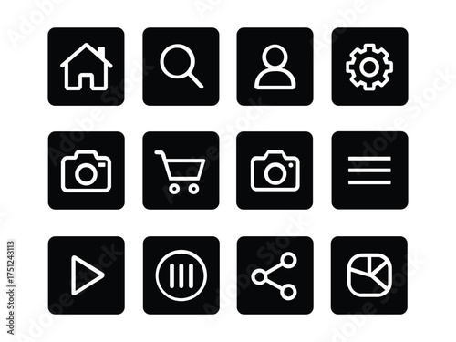 Collection of essential interface icons for websites and mobile applications