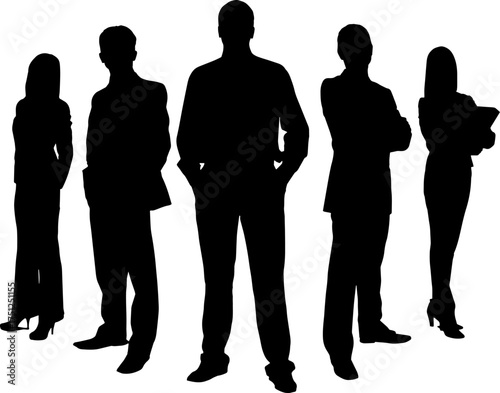 Vector art of silhouette of a diverse group of business people standing together