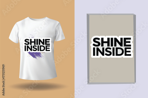 T shirt with purple gold brush strokes text clothing apparel