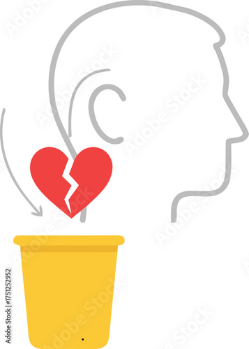 discard emotional pain flat icon