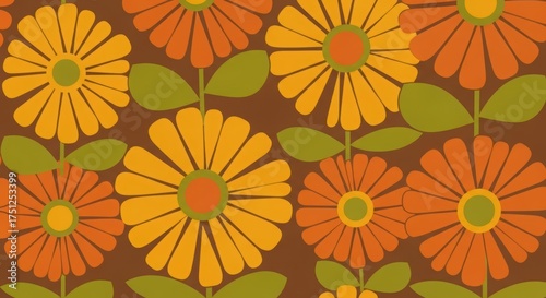 Wallpaper Mural Groovy floral pattern background for retro designs evokes sunny 70s vibes quickly Torontodigital.ca