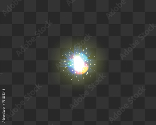 Iridescent Light Burst with Rainbow Core - Magic Sparkle Explosion Effect