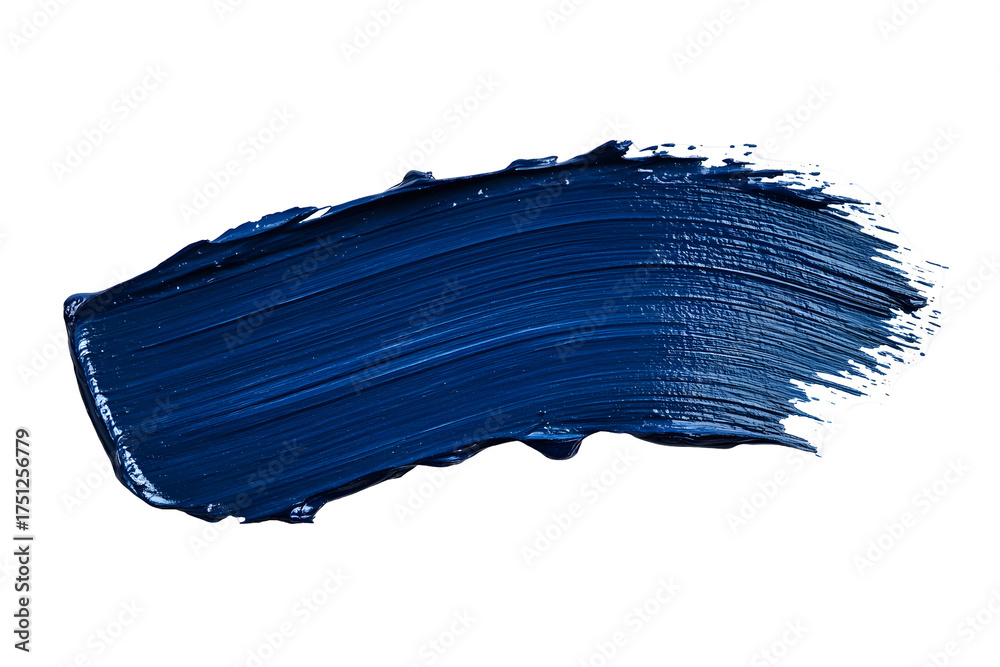 Fototapeta premium Dynamic deep navy blue acrylic brush stroke on white background for art or design projects