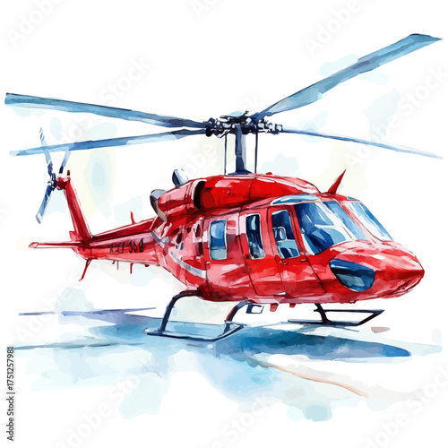 watercolor of Helicopter, vector, isolated on a white background.