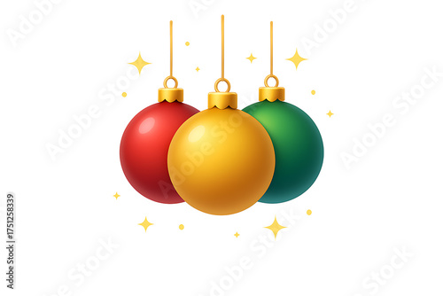 Colorful baubles isolated on transparent background
