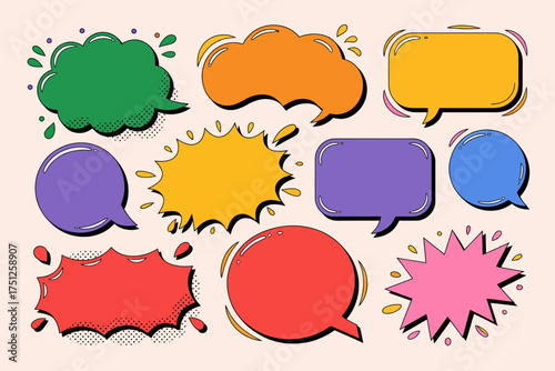 Colorful Cartoon Speech Bubbles Set for Social Media Marketing and Communication Design Projects Graphic Elements for Website UI
