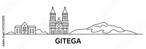 Gitega Skyline Illustration with Buildings Church and Hills Minimalist Cityscape Design for Travel and Tourism Promotion Vector Art