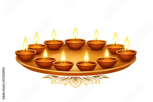 Diwali diya set isolated on transparent background