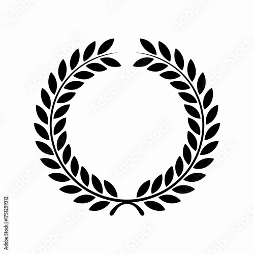 Classic Laurel Wreath Design in Black and White Symbol of Victory Achievement and Recognition Perfect for Emblems and Logos