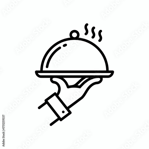 Elegant Restaurant Service Hand Holding Tray with Dome Cover and Rising Steam a Symbol of Culinary Excellence