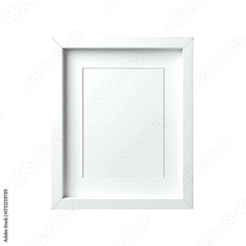 A clean, white picture frame with a matte interior, isolated on a stark black background