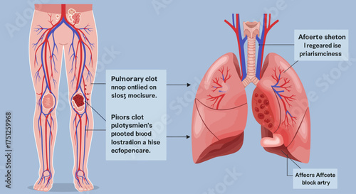 Illustrative Diagram of Pulmonary Embolism and Deep Vein Thrombosis