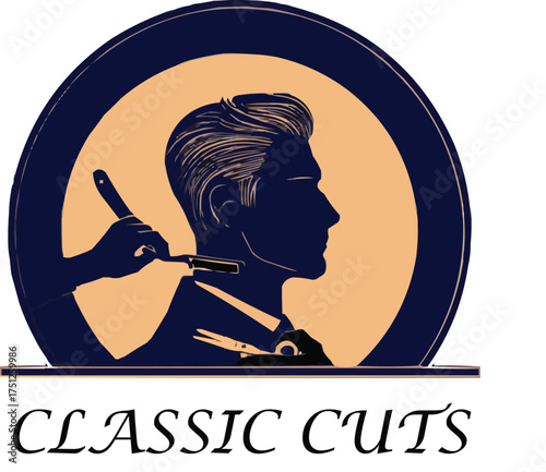 Male Haircut Silhouette Profile – Barbershop Grooming and Hairdressing Education