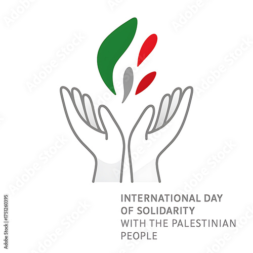 International day of solidarity with the palestinian people logo showing helping hands and peace leaves symbolizing unity and hope