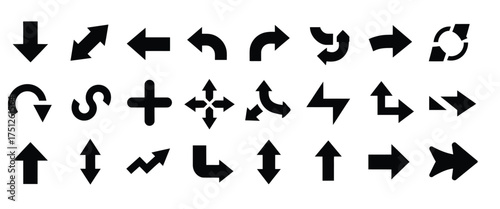 Collection of 20 black arrow icons scalable vector graphics for design silhouette