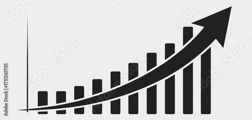 Business growth bar chart and upward arrow vector illustration scalable eps silhouette