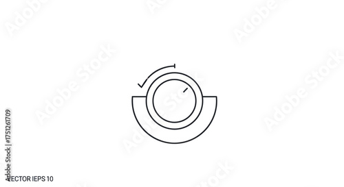 Simple Black and White Rotary Control Knob Icon.