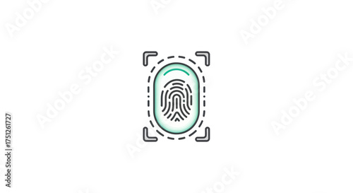 Digital Fingerprint Scan Icon with Targeting Frame.