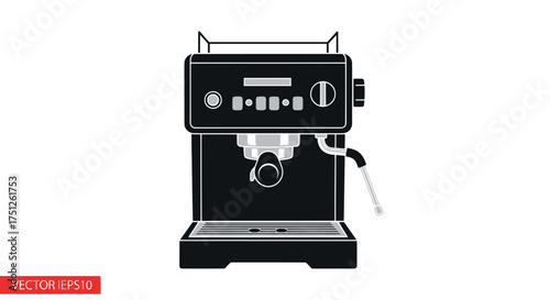 Sleek Black Espresso Machine with Chrome Accents for Coffee Brewing.