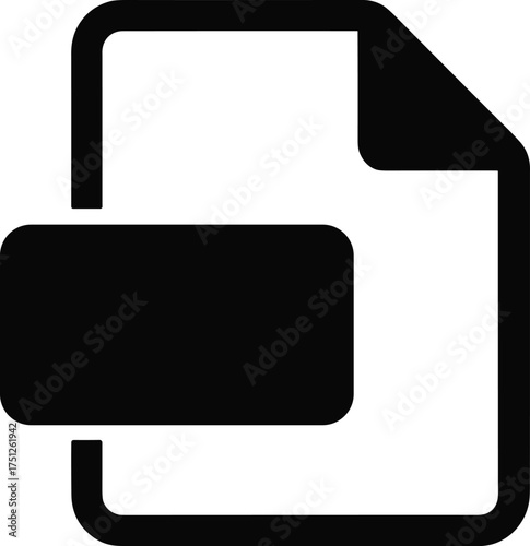 Modern black and white file icon representing data storage and document management