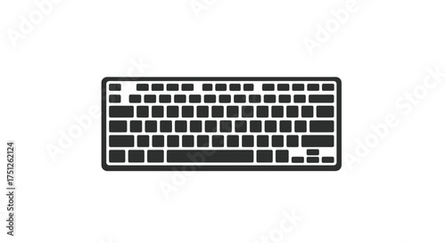 Minimalist Black and White Computer Keyboard Icon for Digital Input.
