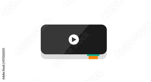 Sleek black media player interface with a prominent play button.