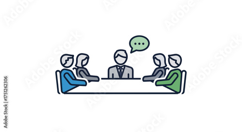 Group of People in a Meeting with Speech Bubble.