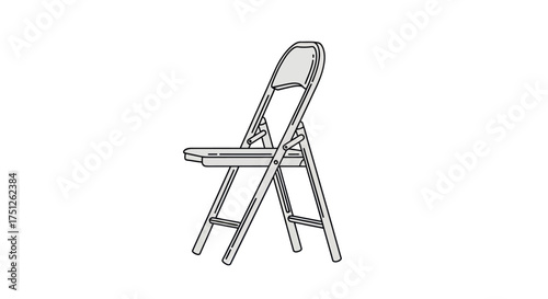 Simple Outline Drawing of a Folding Chair.