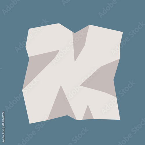 Crumpled paper with abstract geometric shapes on blue background.