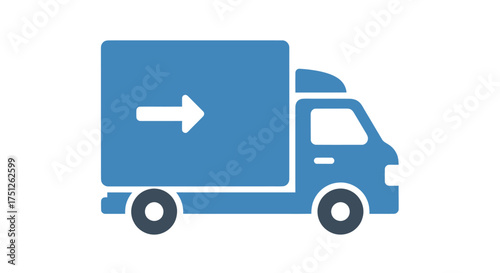 Blue Delivery Truck Icon with Forward Arrow Symbol.