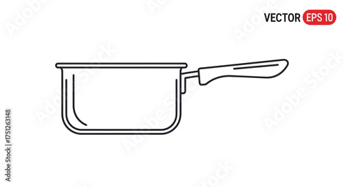 Simple Black and White Saucepan with Handle Illustration.