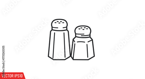 Simple Black Outline Salt and Pepper Shakers Illustration.